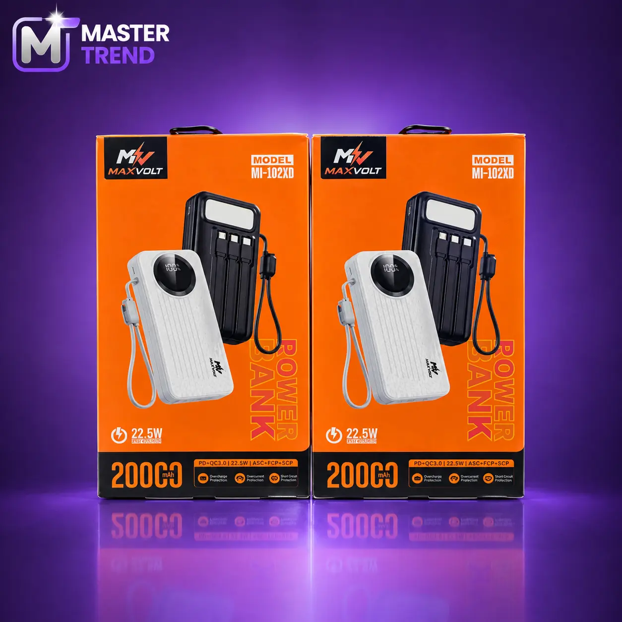 MAXVOLT Power Banks on Purple Stage