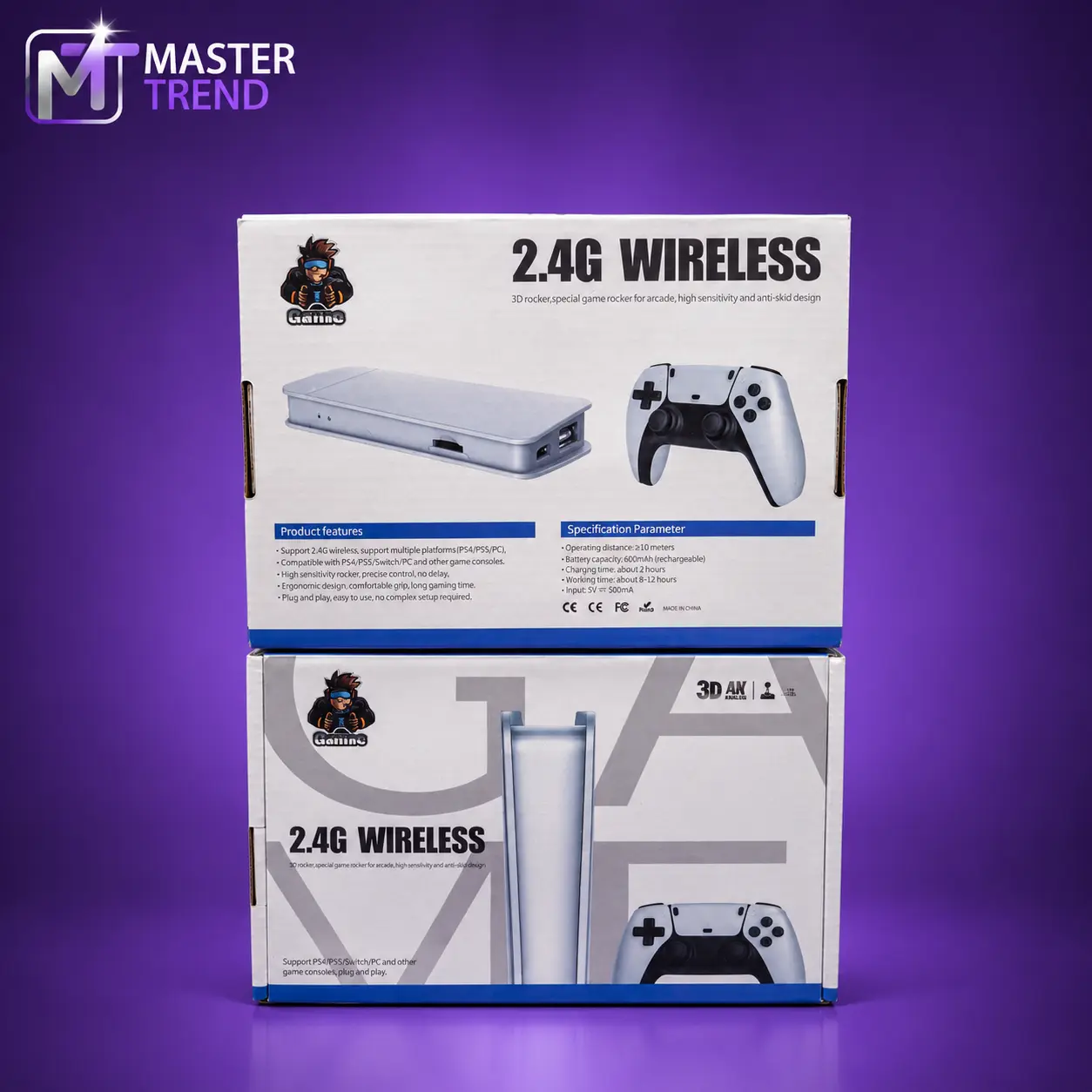 Wireless Gaming Controller Boxes on Purple Gradient